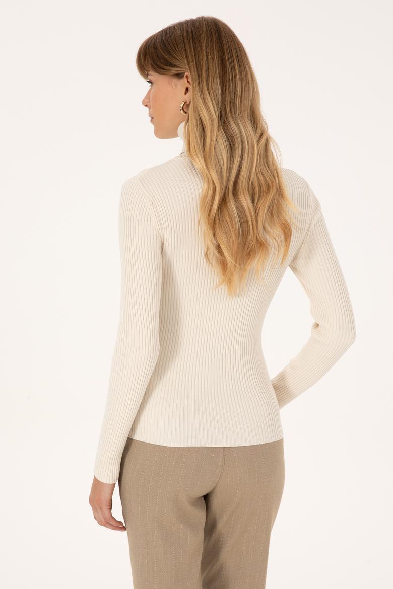 Kadın Krem Boğazlı Kazak - 50314756008