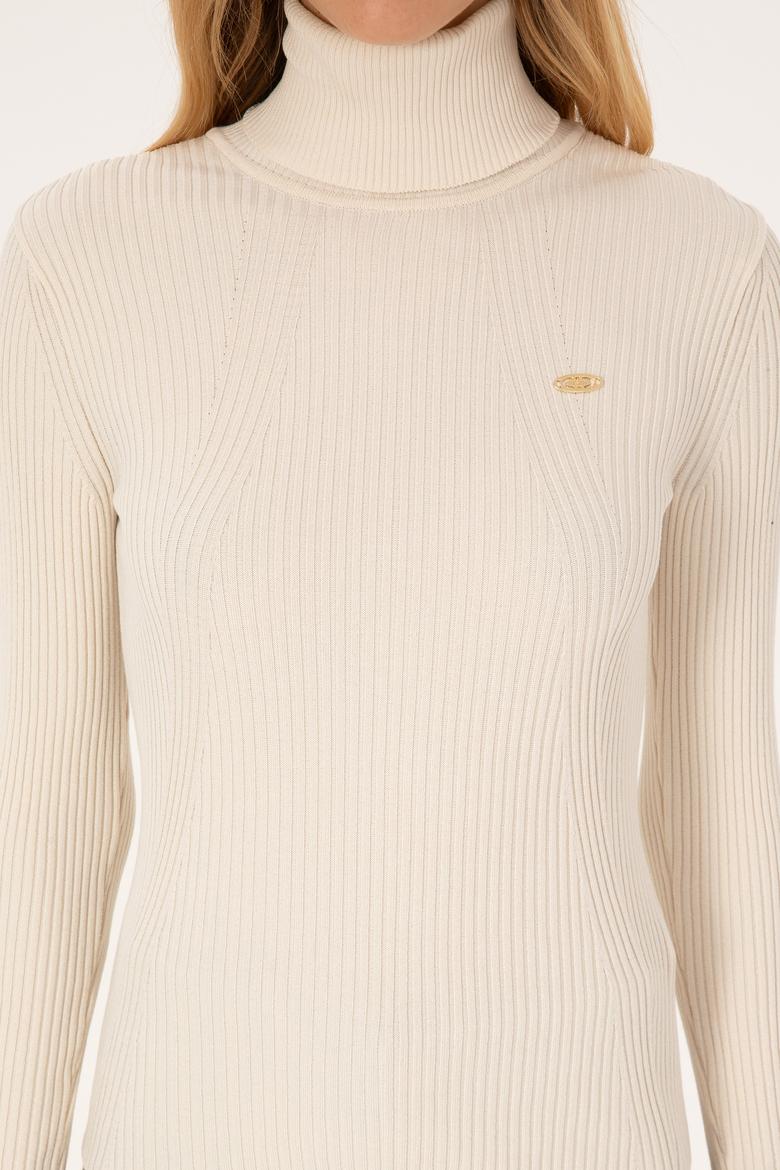 Kadın Krem Boğazlı Kazak - 50314756008