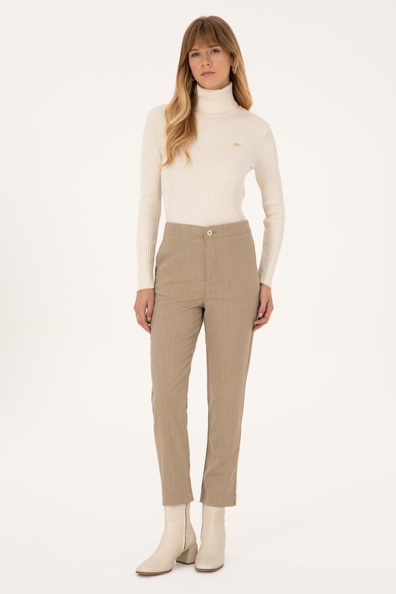 Kadın Krem Boğazlı Kazak - 50314756008