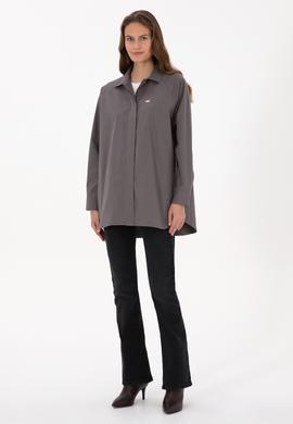 Kadın Gri Uzun Kollu Gömlek - 50316399013