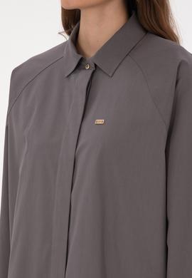 Kadın Gri Uzun Kollu Gömlek - 50316399013