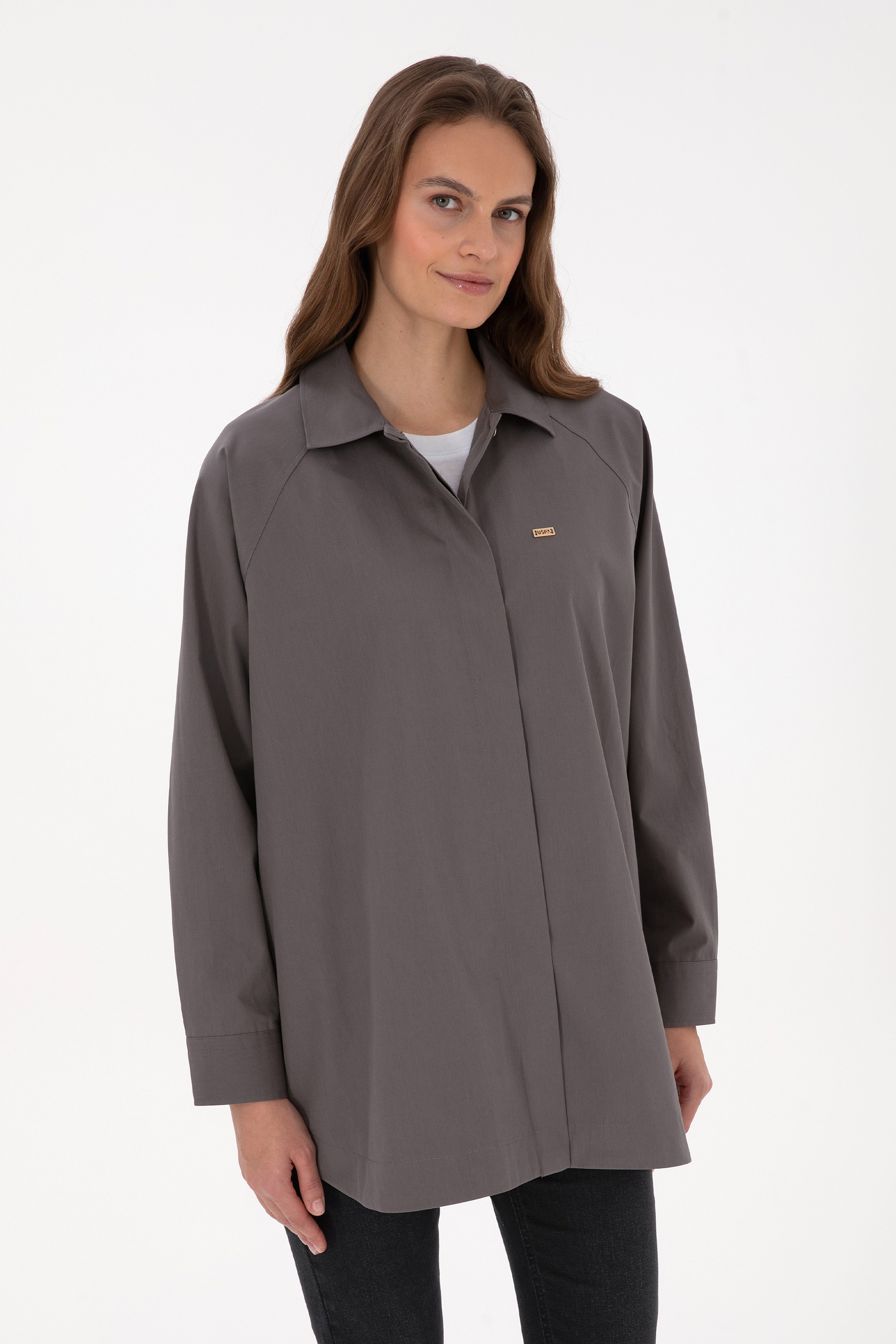 Kadın Gri Uzun Kollu Gömlek - Image 1