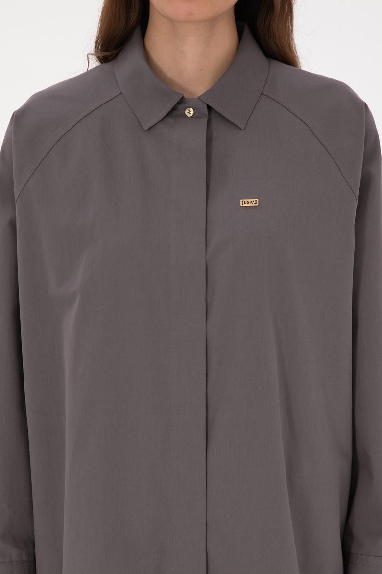 Kadın Gri Uzun Kollu Gömlek - 50316399013