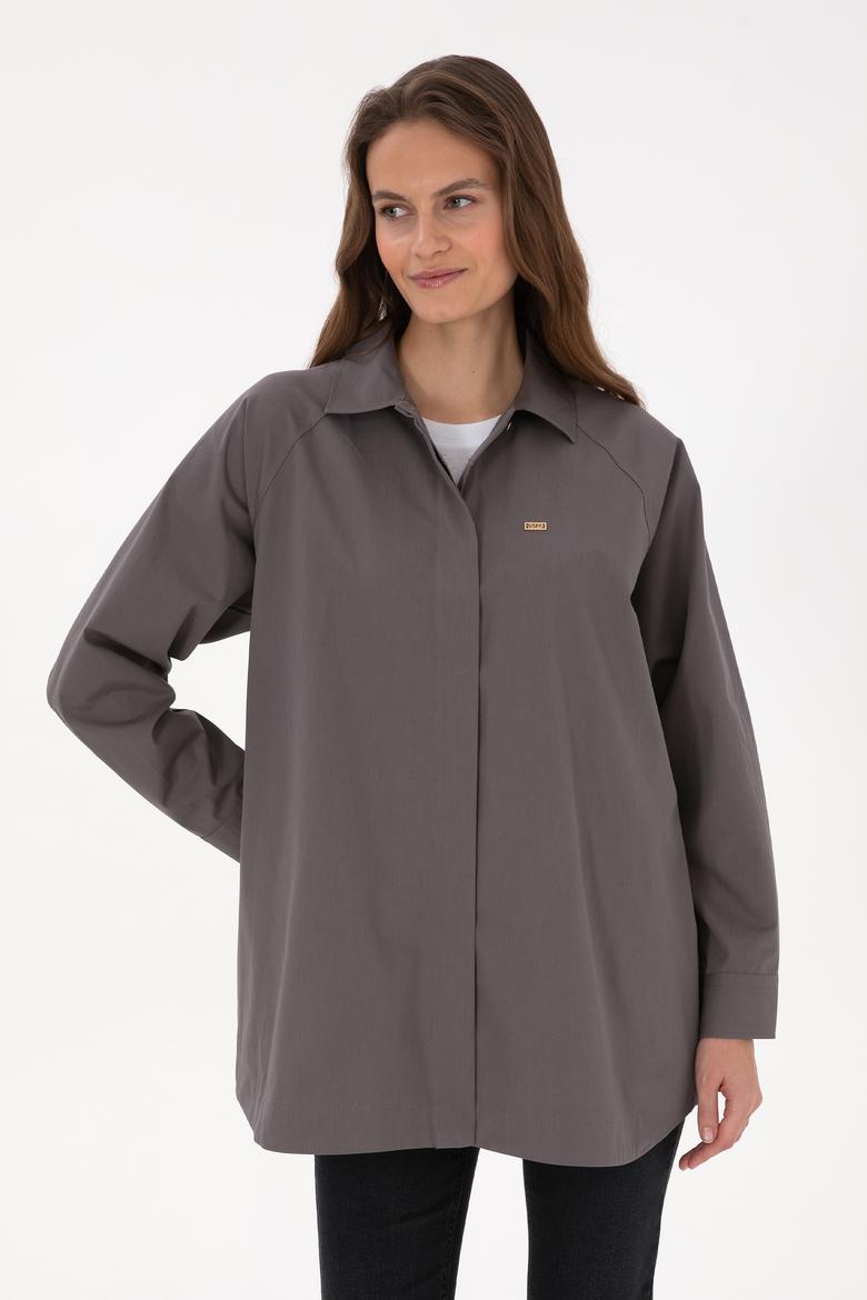 Kadın Gri Uzun Kollu Gömlek - 50316399013