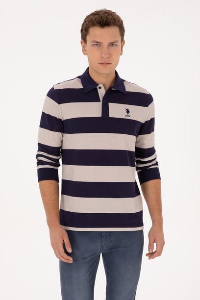 Erkek Regular Fit Polo Yaka Mürdüm Sweatshirt