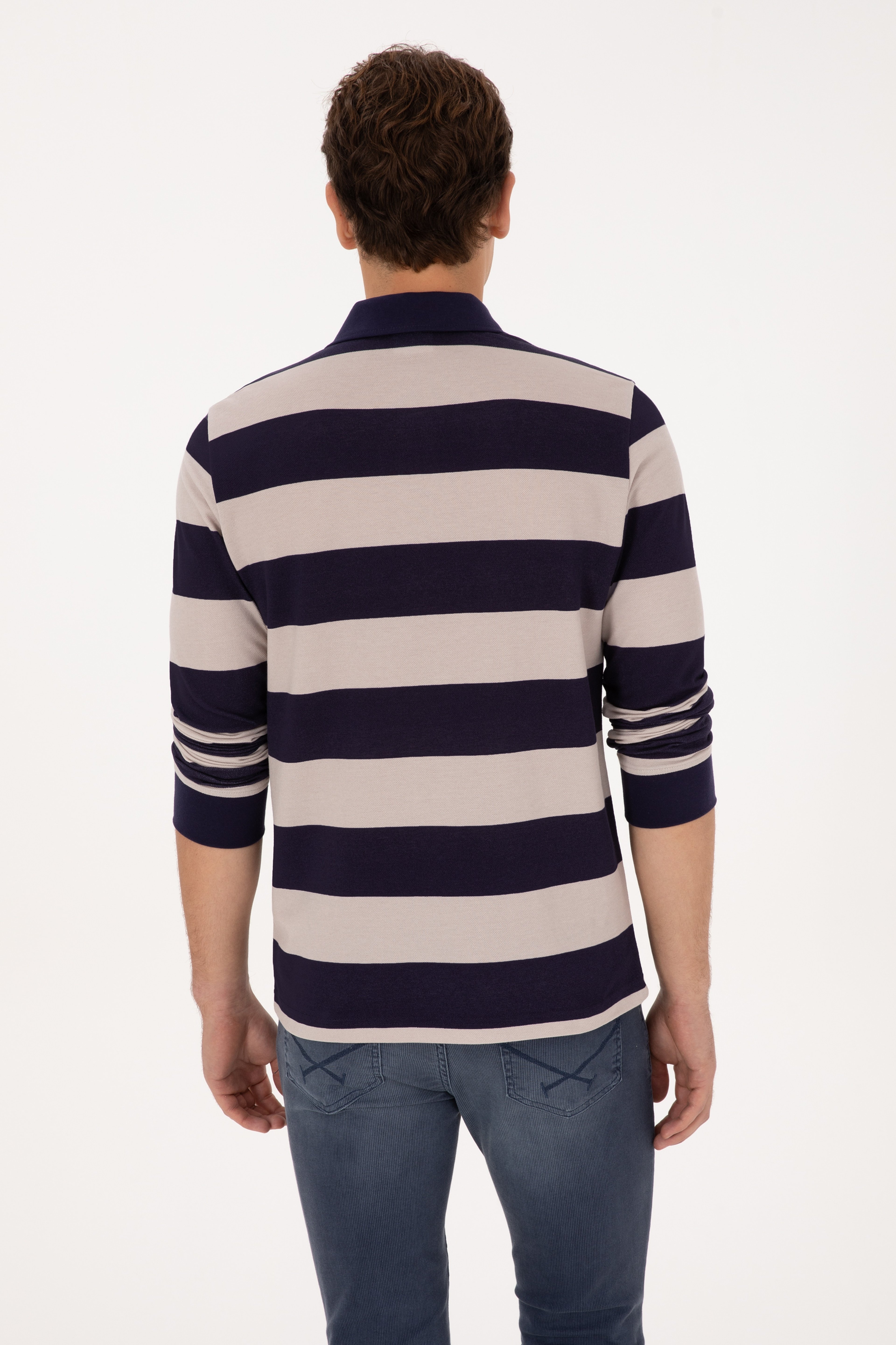Erkek Regular Fit Polo Yaka Mürdüm Sweatshirt