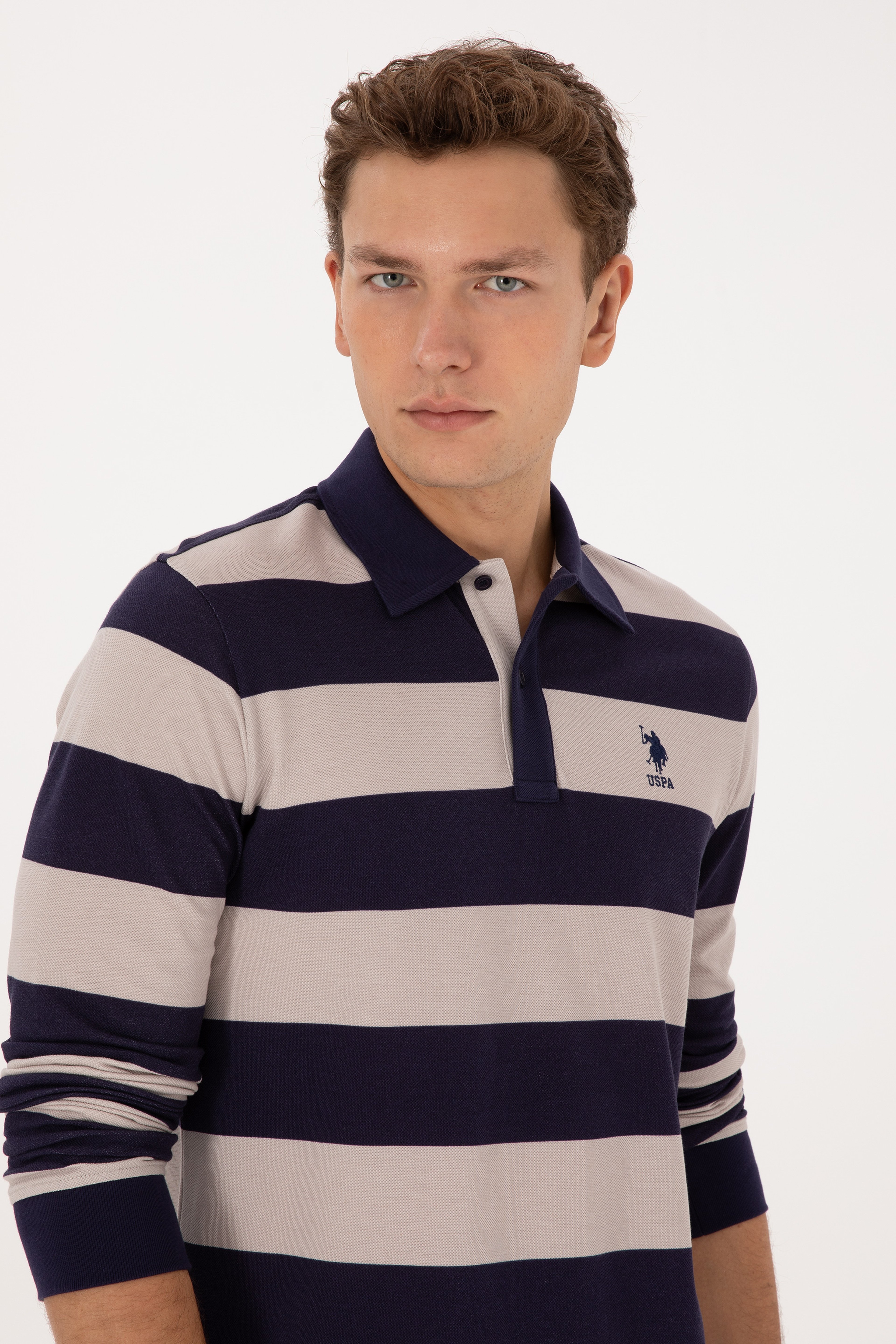 Erkek Regular Fit Polo Yaka Mürdüm Sweatshirt