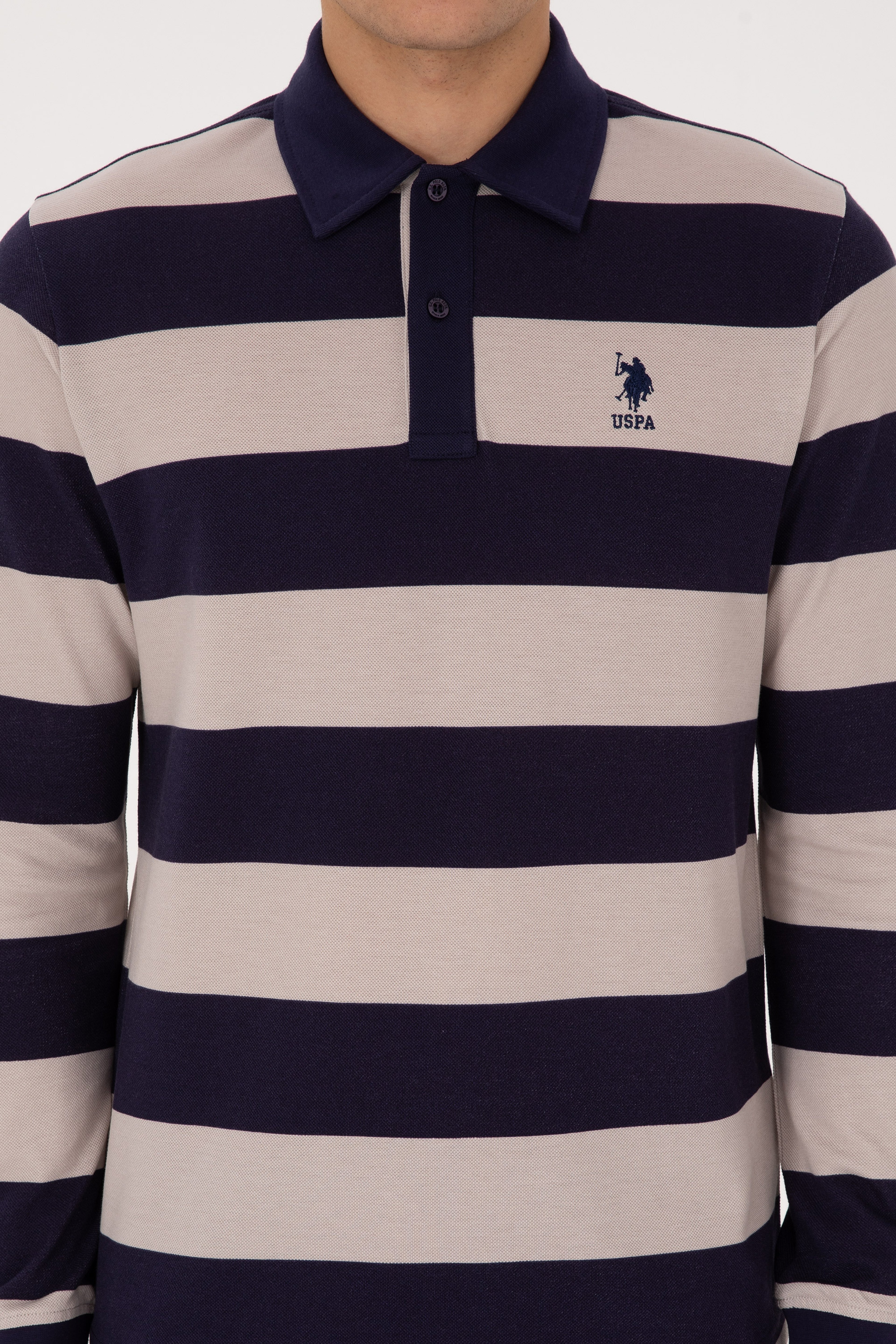 Erkek Regular Fit Polo Yaka Mürdüm Sweatshirt - Image 6