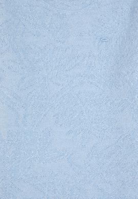 Kız Çocuk Mavi Kolları Fırfır Detaylı Bisiklet Yaka Sweatshirt - 50317904013