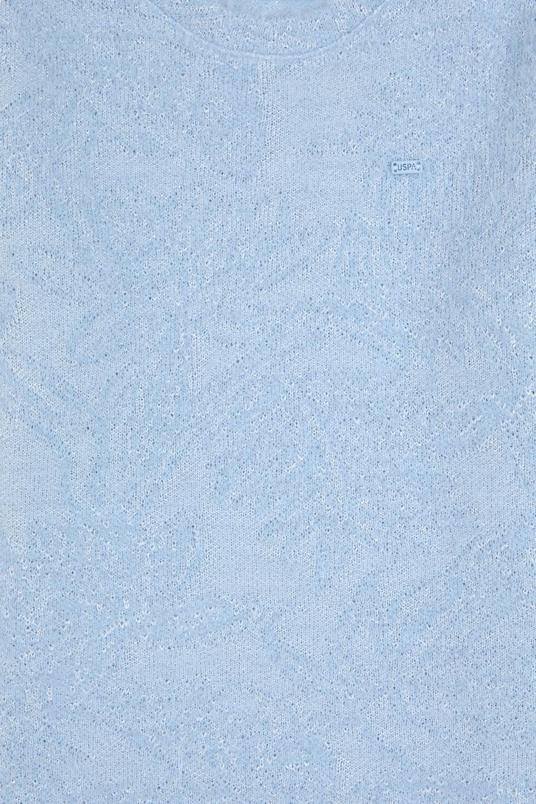 Kız Çocuk Mavi Kolları Fırfır Detaylı Bisiklet Yaka Sweatshirt - 50317904013