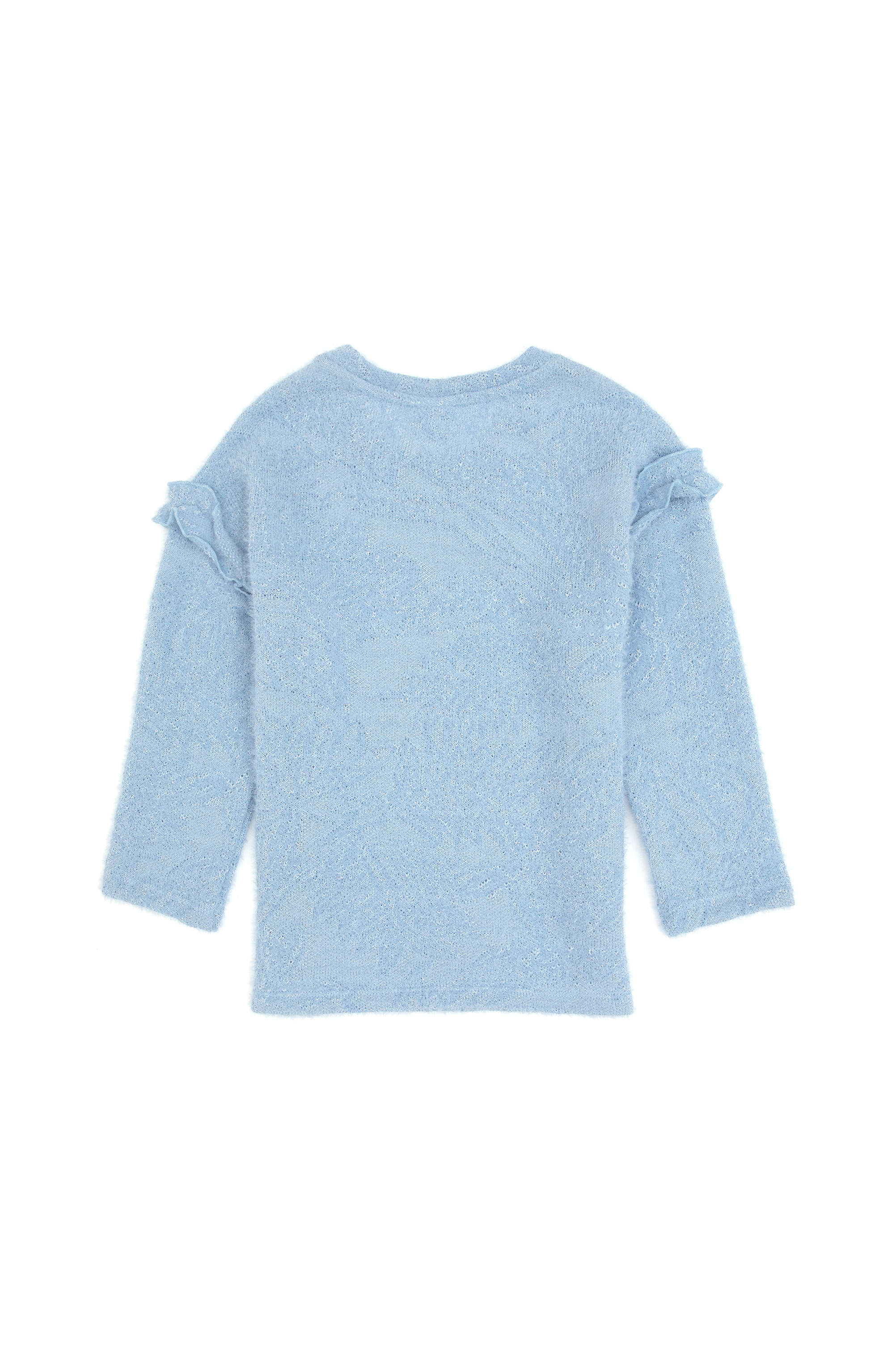 سویشرت آبیبا جزئیات چیندار روی آستینها و یقه گرد ریلکس دخترانه یو اس پولو | U.S. Polo Assn. - تصویر 4