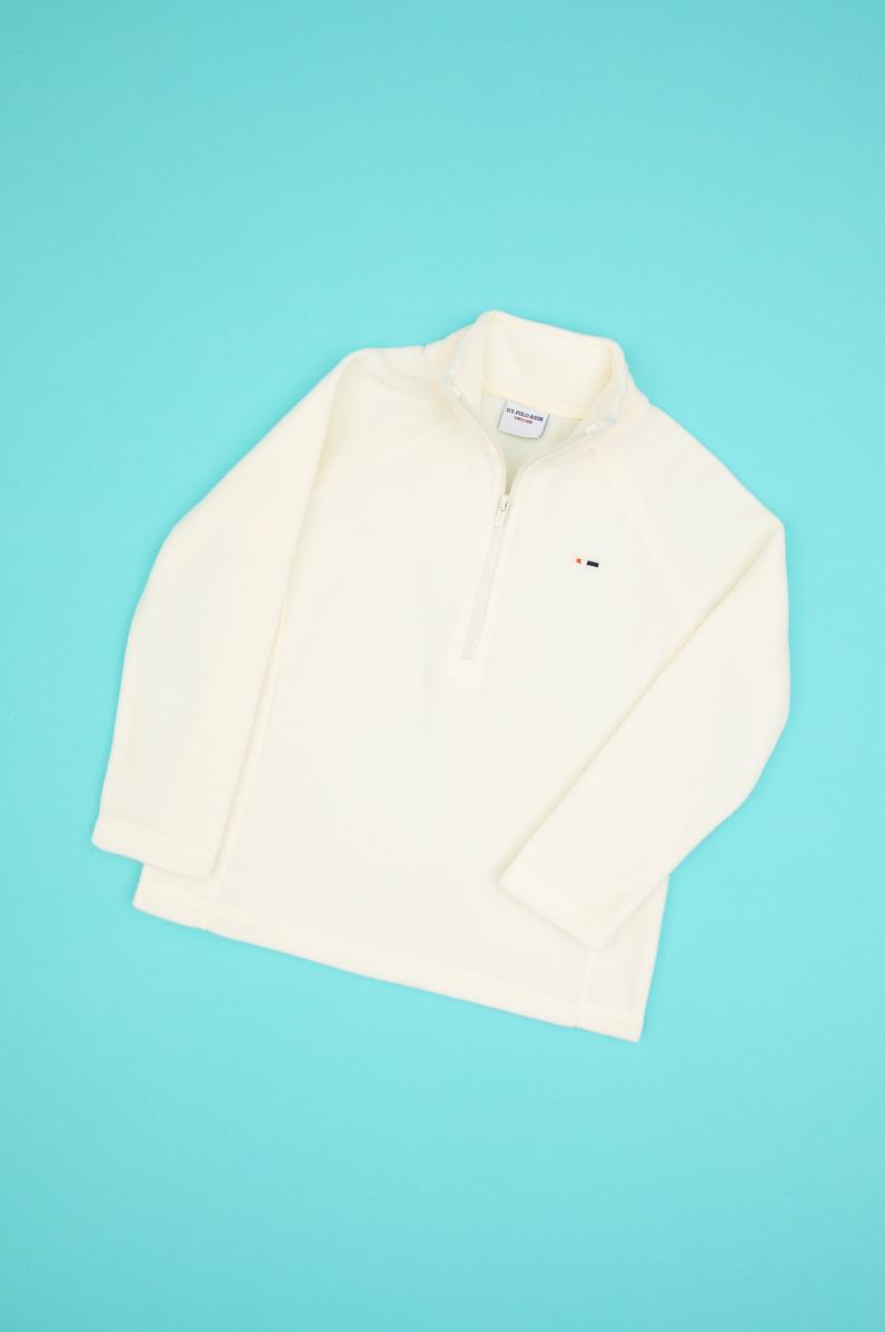 Kız Çocuk Krem Polarlı Yarım Fermuarlı Sweatshirt