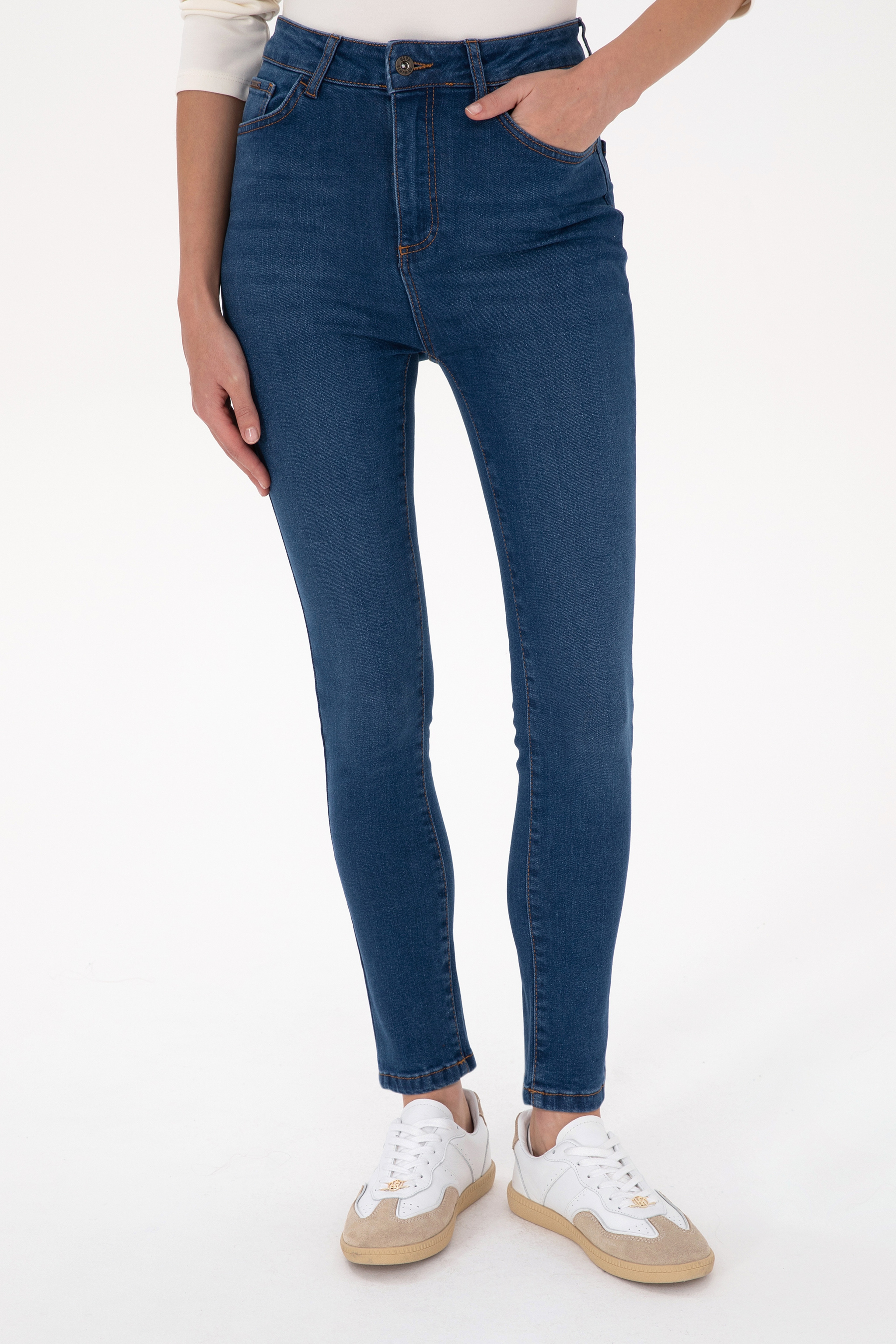 Kadın Mavi Skinny Haigh Waist Fit Jean Pantolon