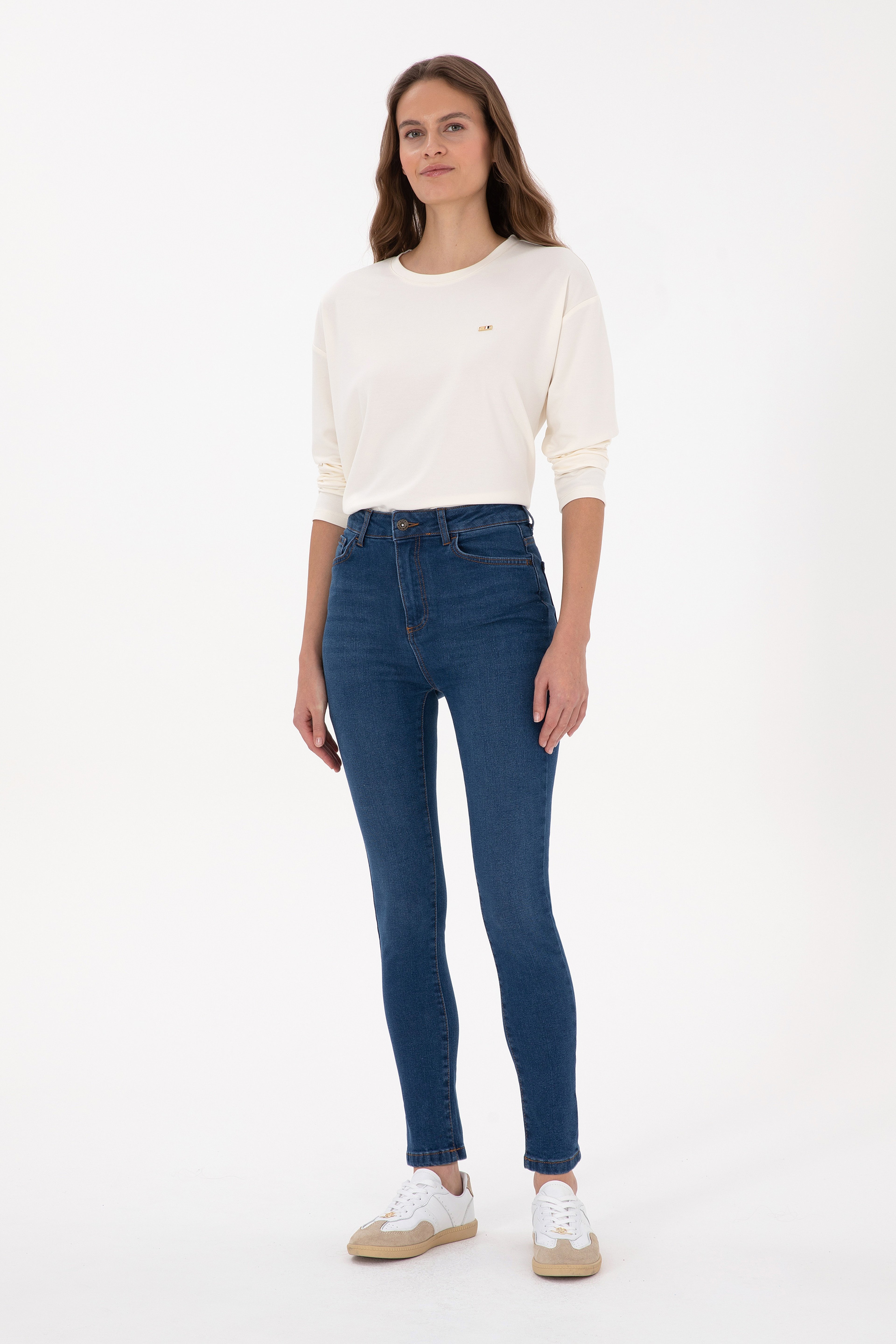 Kadın Mavi Skinny Haigh Waist Fit Jean Pantolon - Image 3