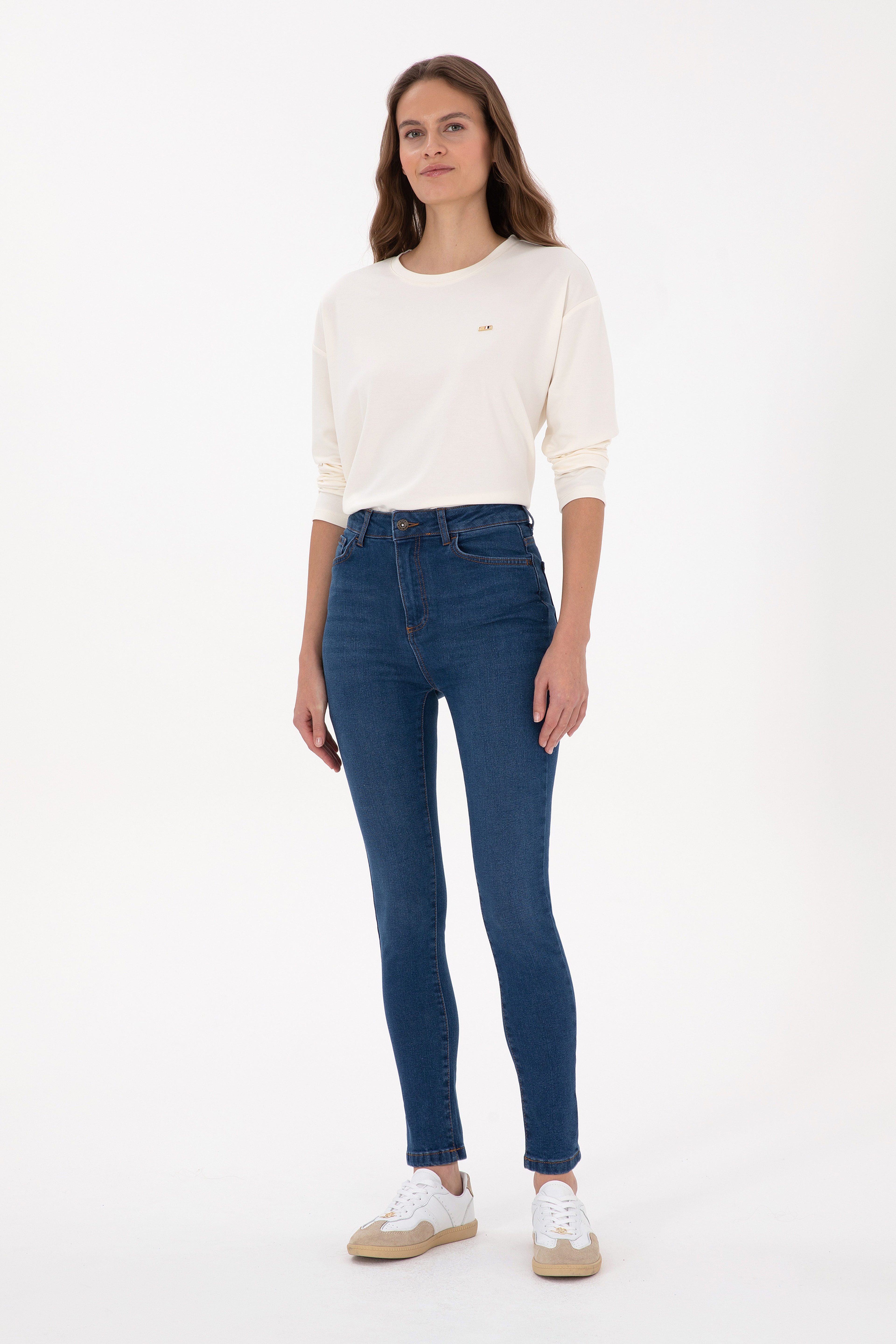 Kadın Mavi Skinny Haigh Waist Fit Jean Pantolon