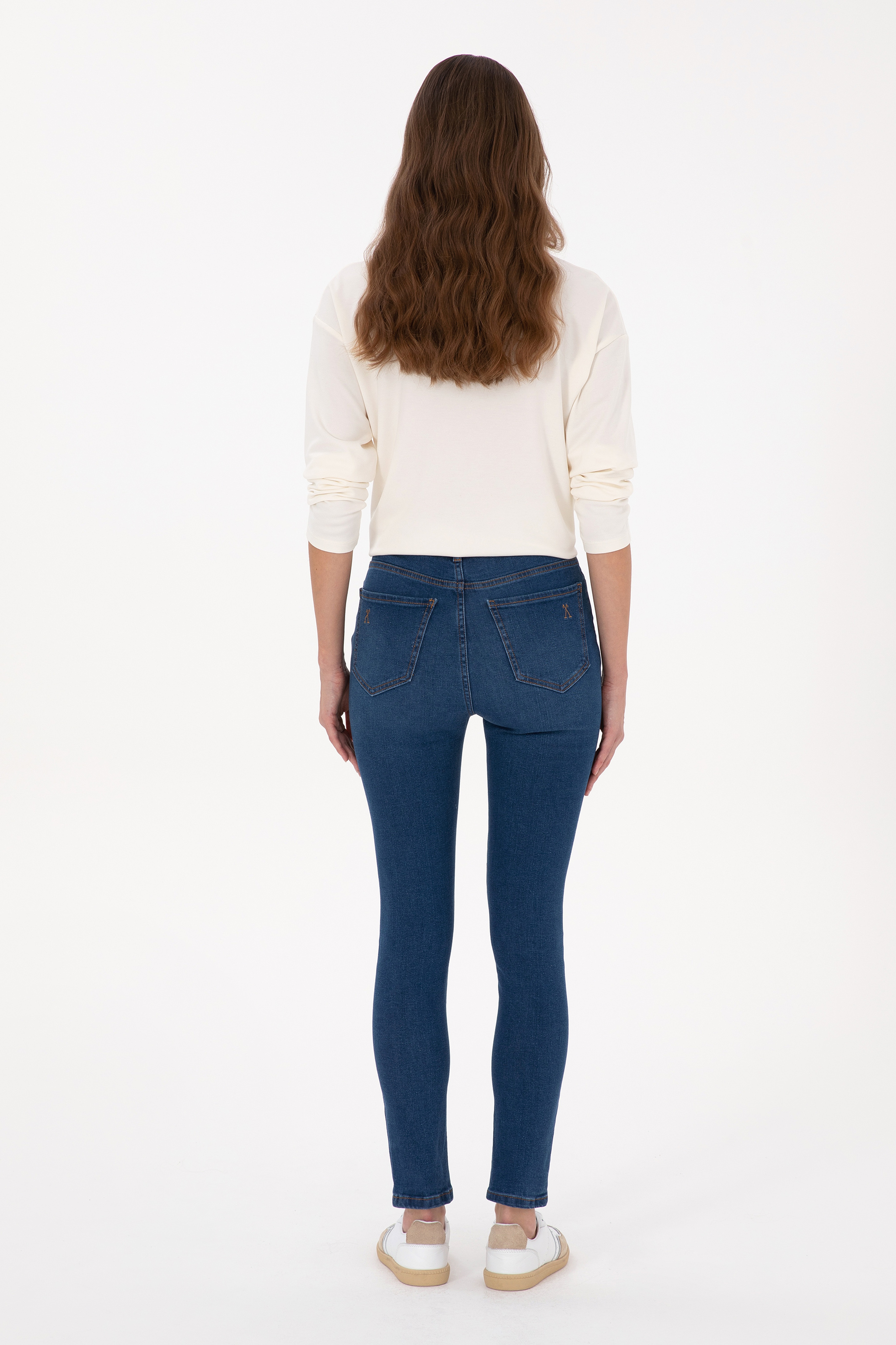 Kadın Mavi Skinny Haigh Waist Fit Jean Pantolon - Image 4