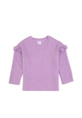 Kız Çocuk Lila Kolları Fırfırlı Bisiklet Yaka Sweatshirt - 50317904004