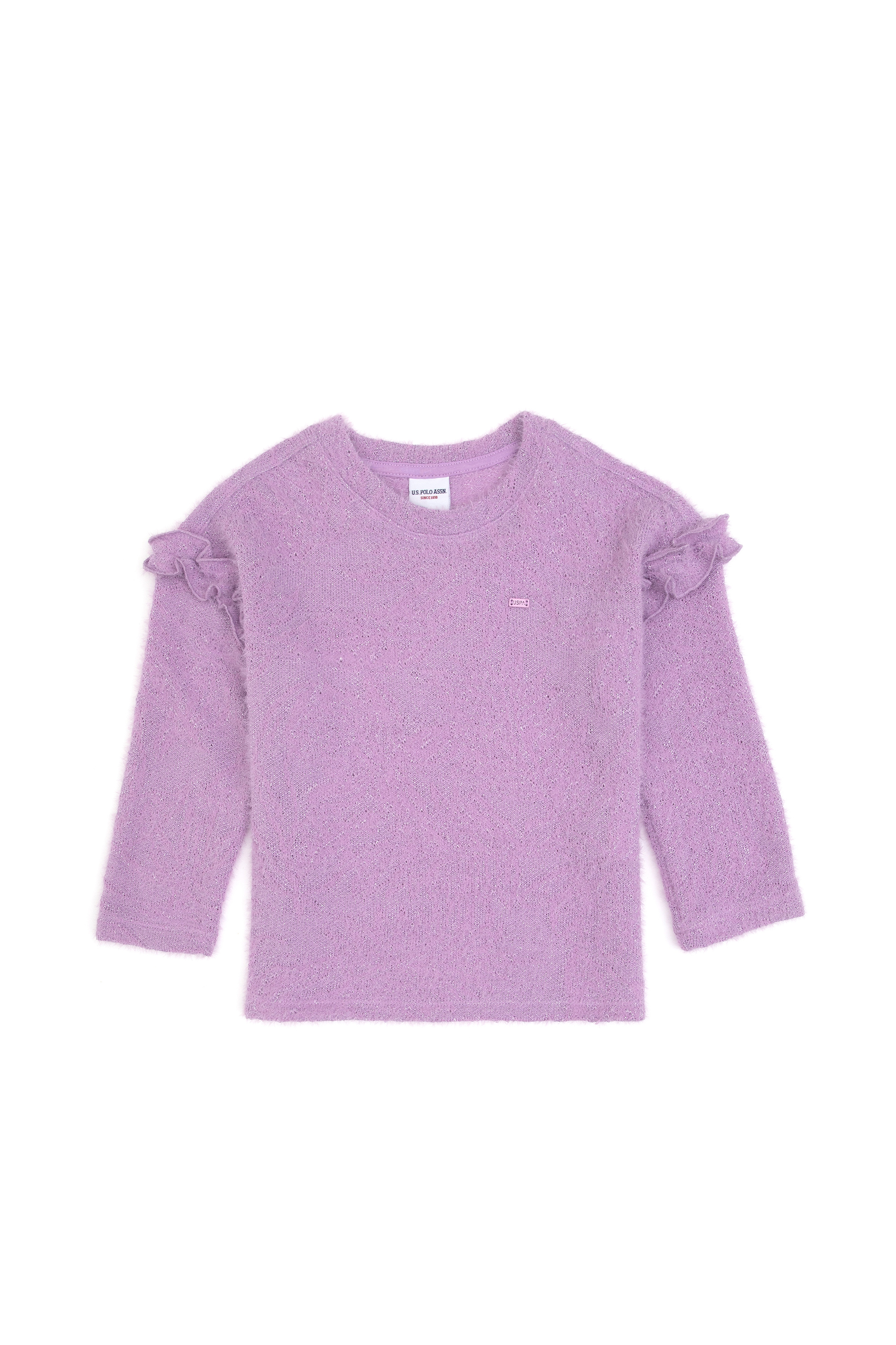 Kız Çocuk Lila Kolları Fırfırlı Bisiklet Yaka Sweatshirt - Image 3