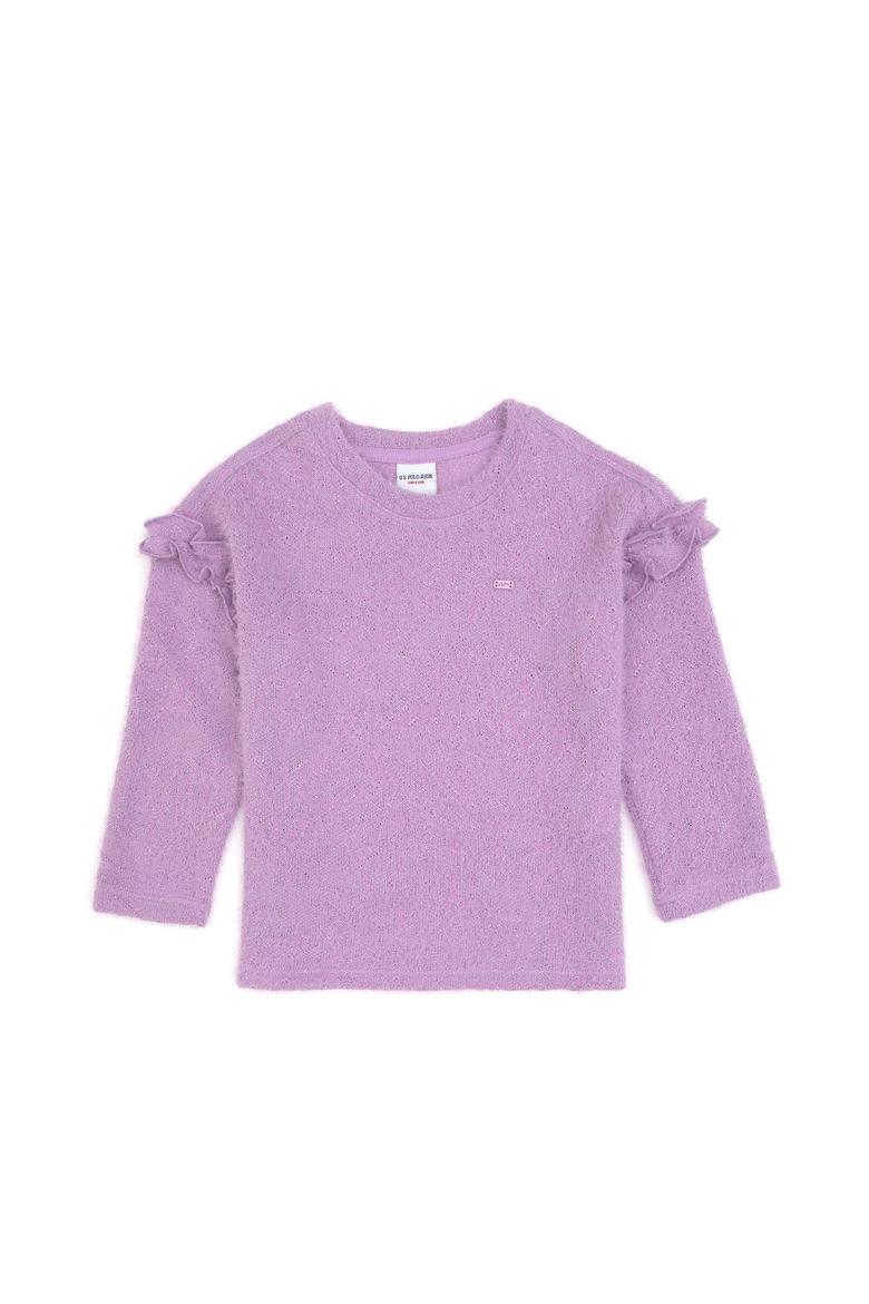 Kız Çocuk Lila Kolları Fırfırlı Bisiklet Yaka Sweatshirt - 50317904004