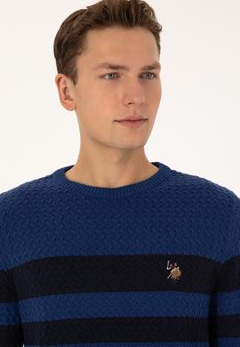 Erkek Slim Fit Bisiklet Yaka Lacivert Kazak - 50308460017