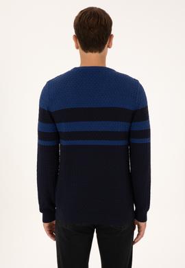 Erkek Slim Fit Bisiklet Yaka Lacivert Kazak - 50308460017