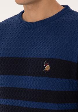 Erkek Slim Fit Bisiklet Yaka Lacivert Kazak - 50308460017