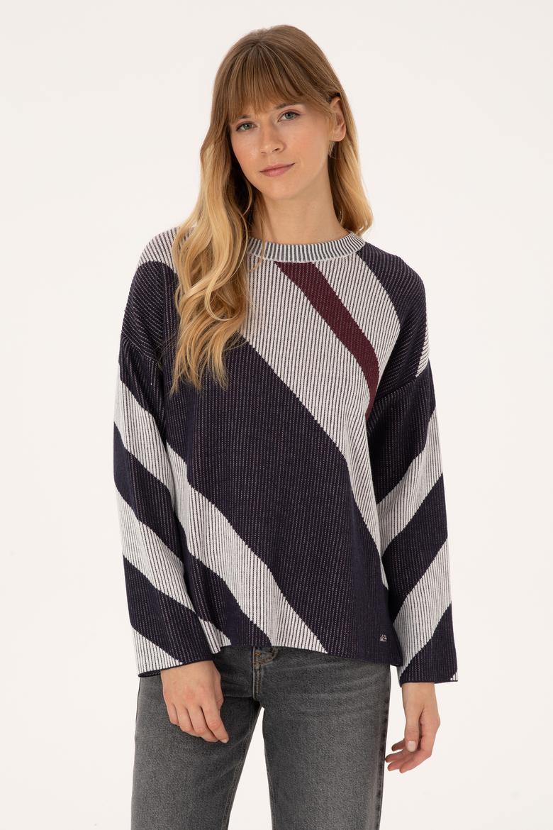 Kadın Krem Bisiklet Yaka Kazak