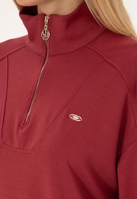 Kadın Koyu Frambuaz Fermuarlı Dik Yaka Sweatshirt - 50309472007