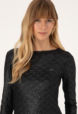 Kadın Siyah Bisiklet Yaka Sweatshirt - 50309441013