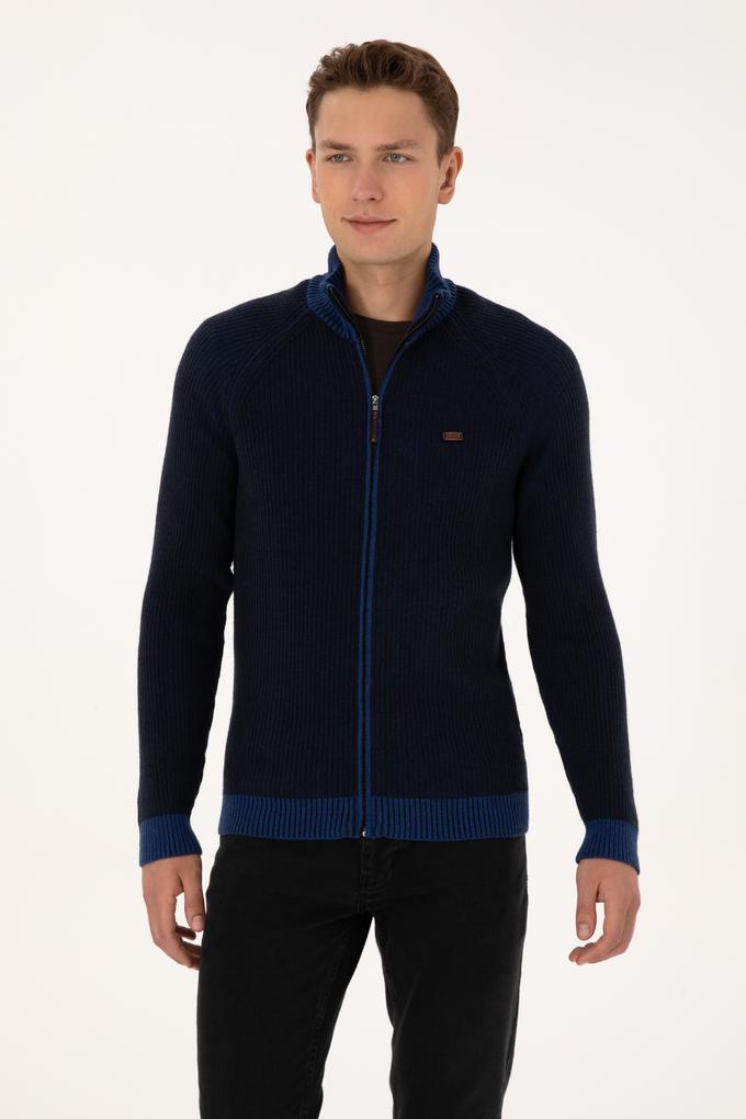 Erkek Lacivert Triko Hırka