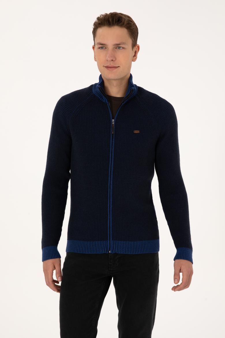 Erkek Lacivert Triko Hırka