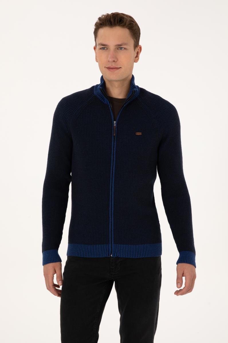 Erkek Lacivert Triko Hırka