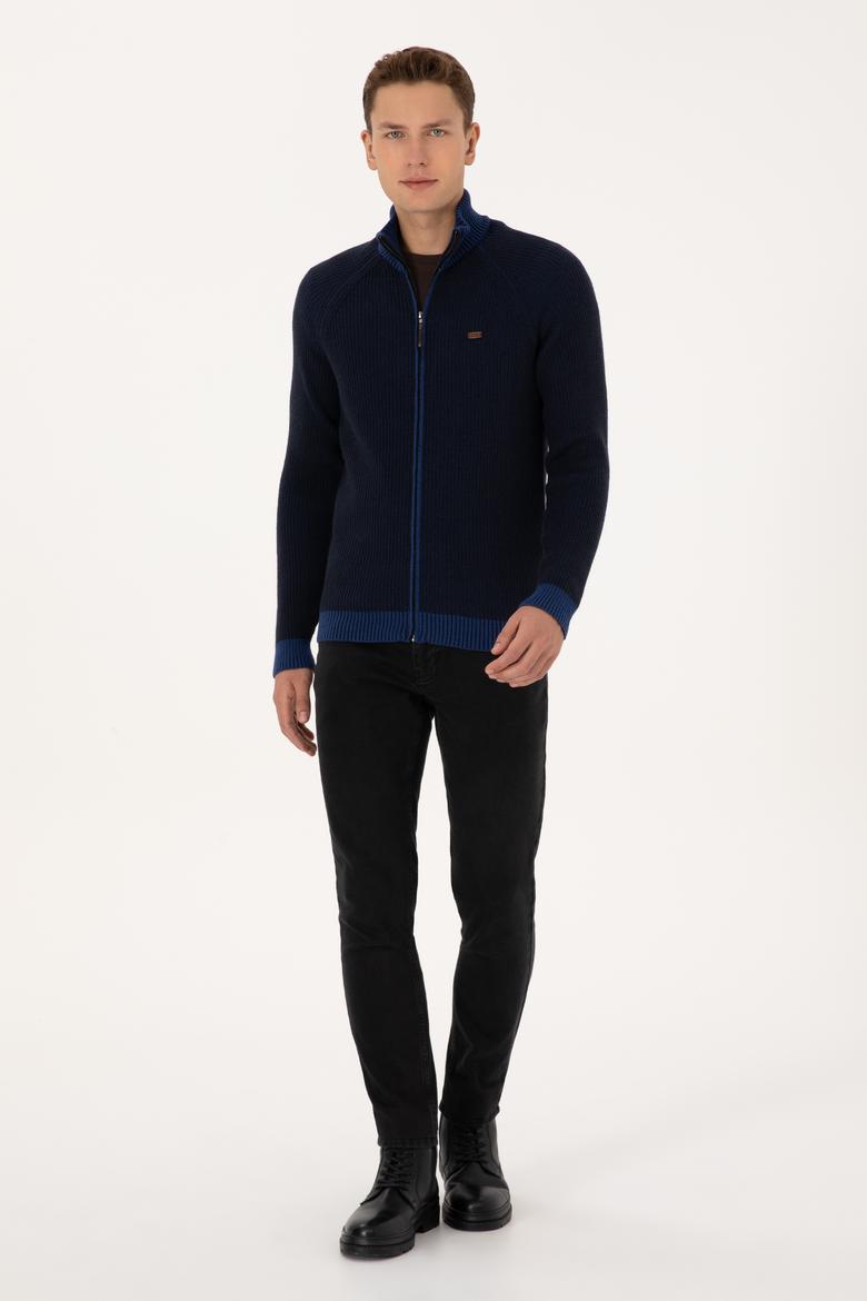 Erkek Lacivert Triko Hırka - 50315873005