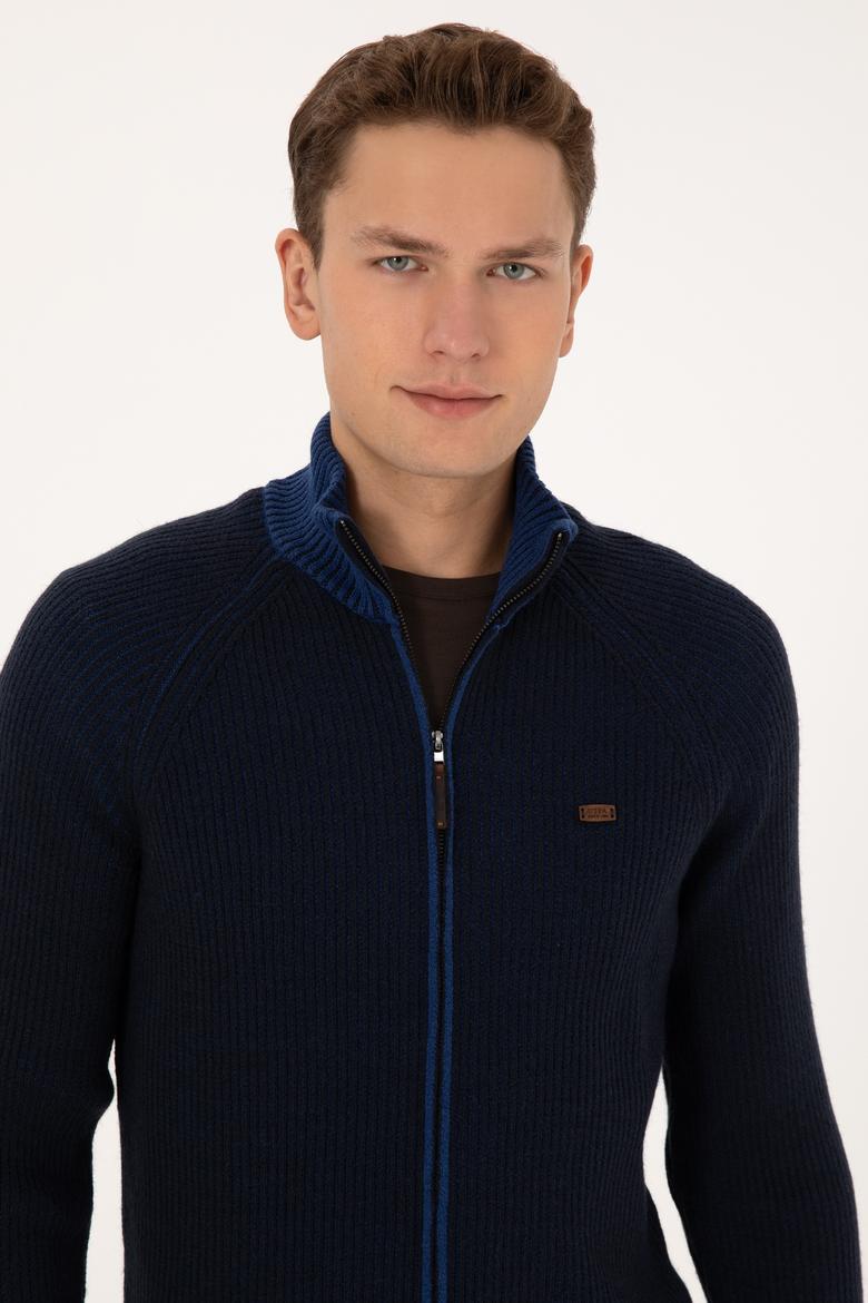 Erkek Lacivert Triko Hırka - 50315873005