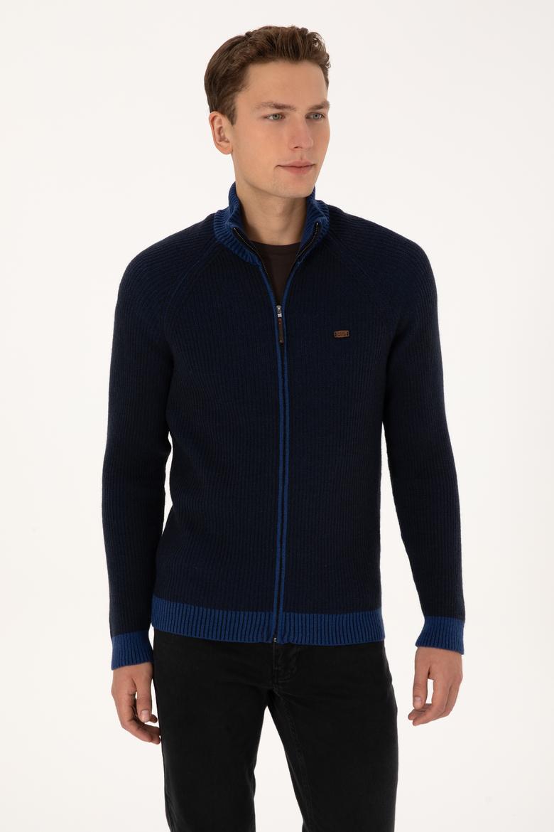 Erkek Lacivert Triko Hırka - 50315873005