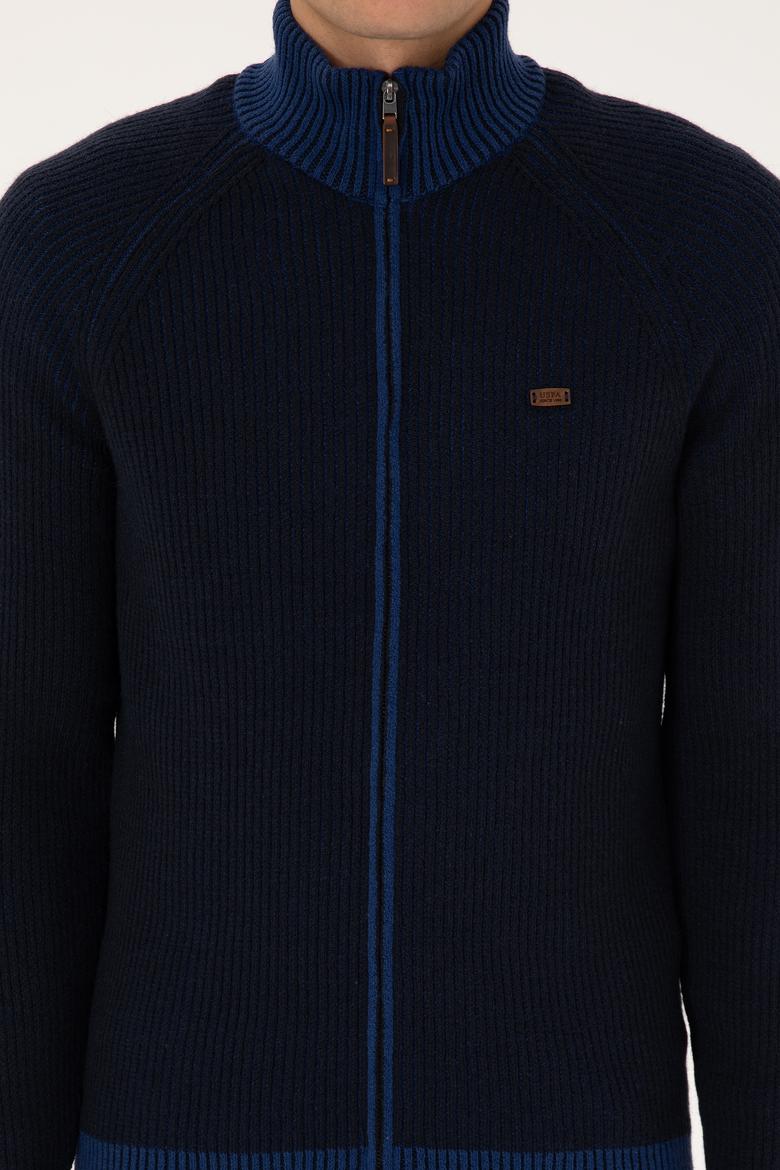 Erkek Lacivert Triko Hırka - 50315873005