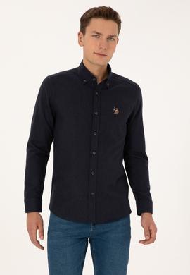 Erkek Lacivert Uzun Kollu Basic Gömlek - 50315710006