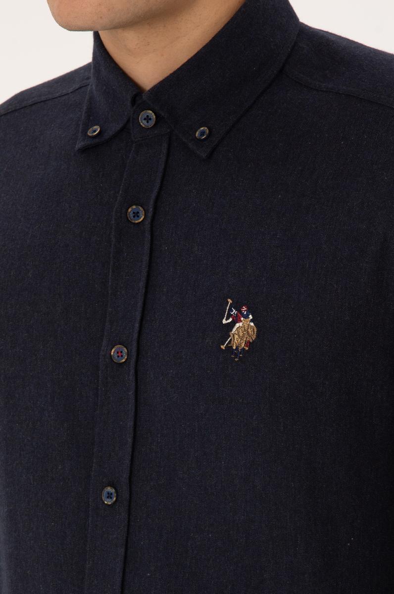 Erkek Lacivert Uzun Kollu Basic Gömlek