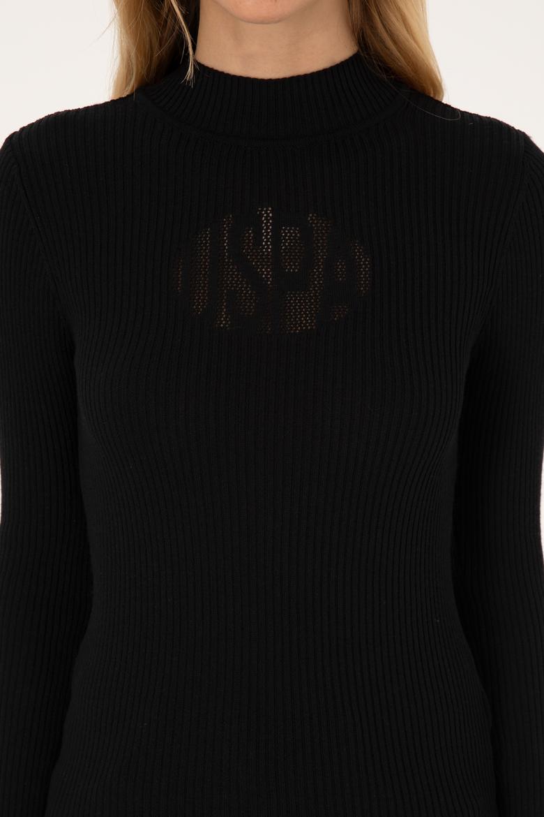 Kadın Siyah Yarım Balıkçı Yaka Kazak - 50310051019