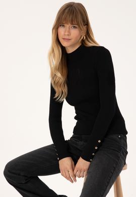 Kadın Siyah Yarım Balıkçı Yaka Kazak - 50310051019