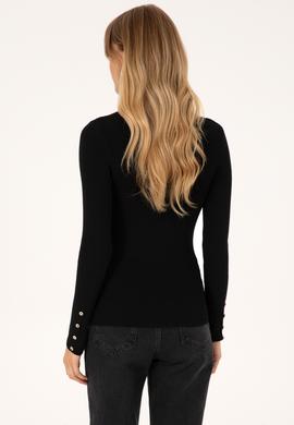 Kadın Siyah Yarım Balıkçı Yaka Kazak - 50310051019