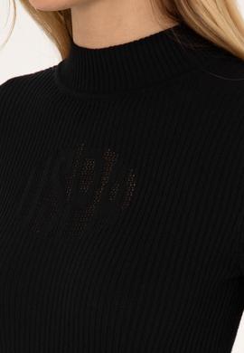 Kadın Siyah Yarım Balıkçı Yaka Kazak - 50310051019