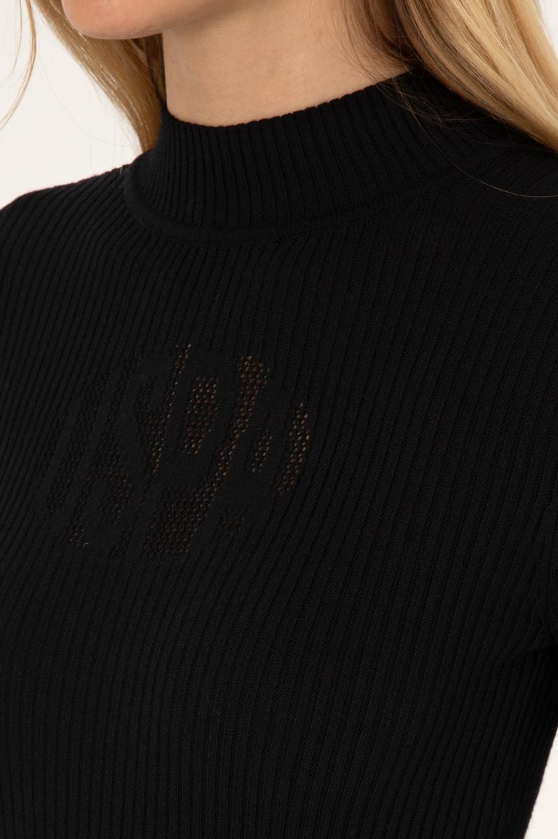 Kadın Siyah Yarım Balıkçı Yaka Kazak