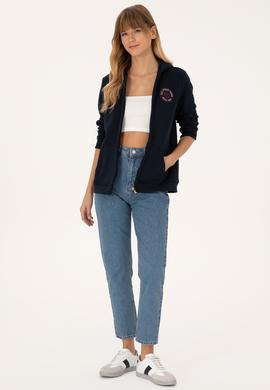 Kadın Lacivert Şardonlu Kapüşonlu Sweatshirt - 50307766004