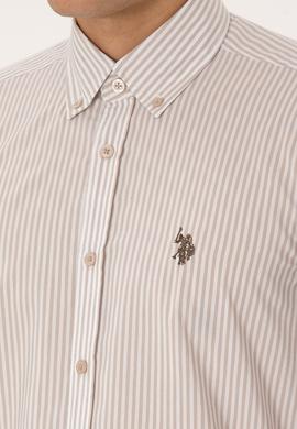 Erkek Taş Uzun Kollu Çizgili Gömlek - 50308580009