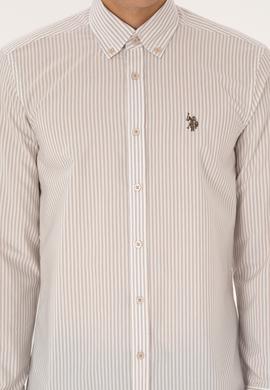 Erkek Taş Uzun Kollu Çizgili Gömlek - 50308580009