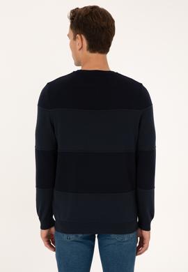 Erkek Regular Fit Bisiklet Yaka Lacivert Kazak - 50307874019