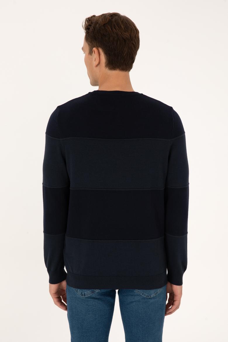 Erkek Regular Fit Bisiklet Yaka Lacivert Kazak - 50307874019