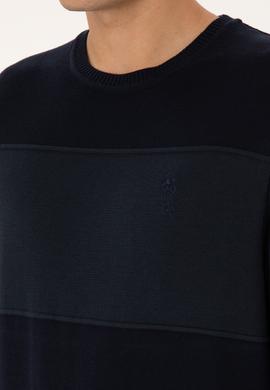 Erkek Regular Fit Bisiklet Yaka Lacivert Kazak - 50307874019