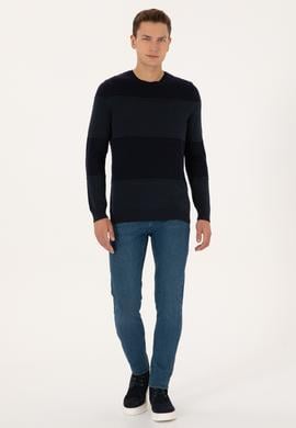 Erkek Regular Fit Bisiklet Yaka Lacivert Kazak - 50307874019